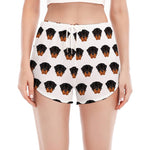Rottweiler Face Pattern Print Women's Split Running Shorts