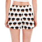 Rottweiler Face Pattern Print Women's Split Running Shorts