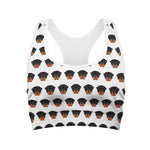 Rottweiler Face Pattern Print Women's Sports Bra