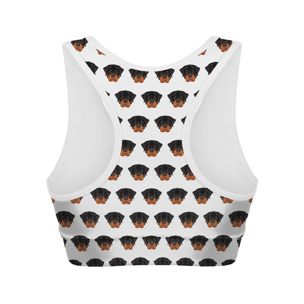 Rottweiler Face Pattern Print Women's Sports Bra