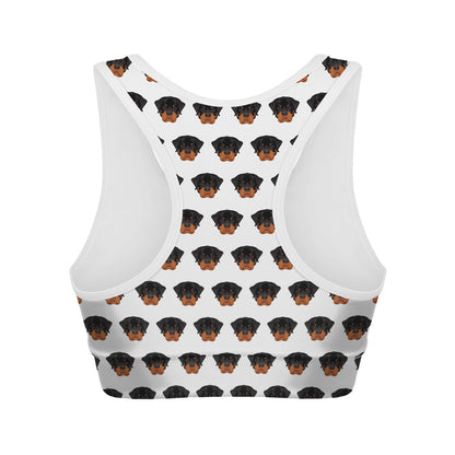 Rottweiler Face Pattern Print Women's Sports Bra
