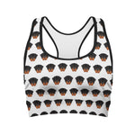 Rottweiler Face Pattern Print Women's Sports Bra