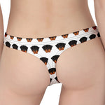 Rottweiler Face Pattern Print Women's Thong