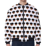 Rottweiler Face Pattern Print Zip Sleeve Bomber Jacket