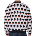 Rottweiler Face Pattern Print Zip Sleeve Bomber Jacket