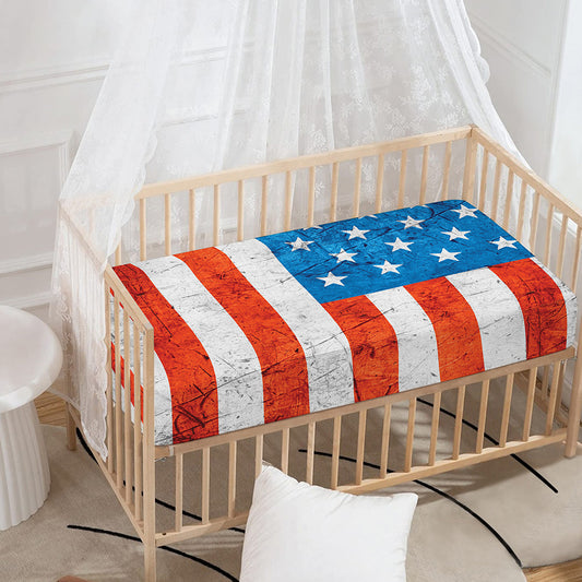 Rough USA Flag Print Baby Crib Sheet