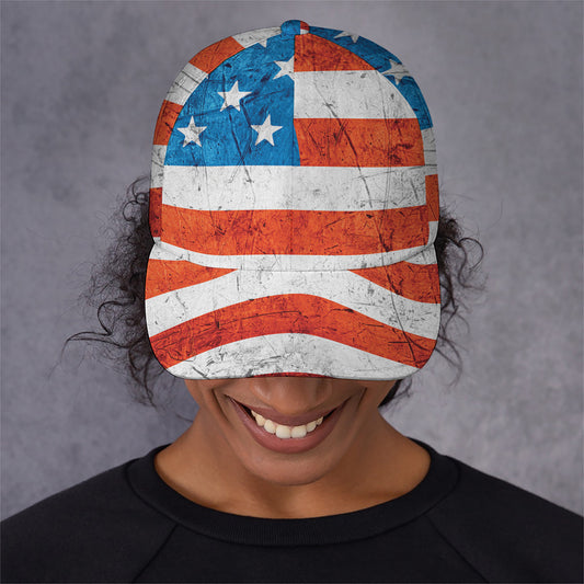 Rough USA Flag Print Baseball Cap