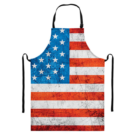 Rough USA Flag Print Bib Apron With Pocket