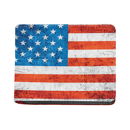 Rough USA Flag Print Bifold Wallet
