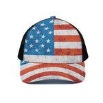 Rough USA Flag Print Black Mesh Trucker Cap
