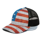 Rough USA Flag Print Black Mesh Trucker Cap
