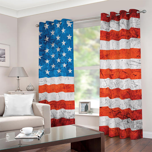 Rough USA Flag Print Blackout Grommet Curtains
