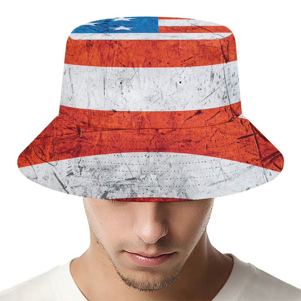 Rough USA Flag Print Bucket Hat