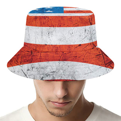 Rough USA Flag Print Bucket Hat
