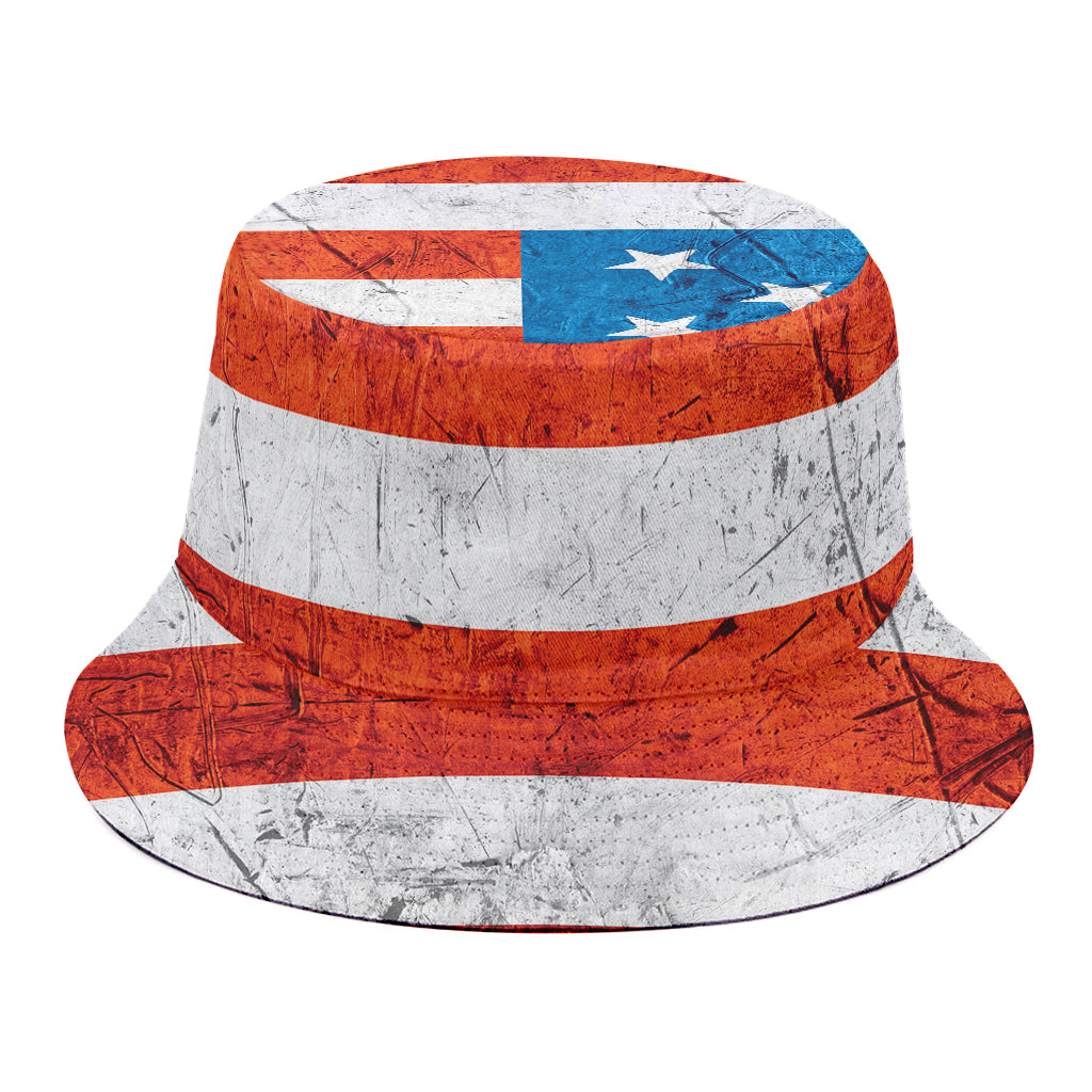 Rough USA Flag Print Bucket Hat