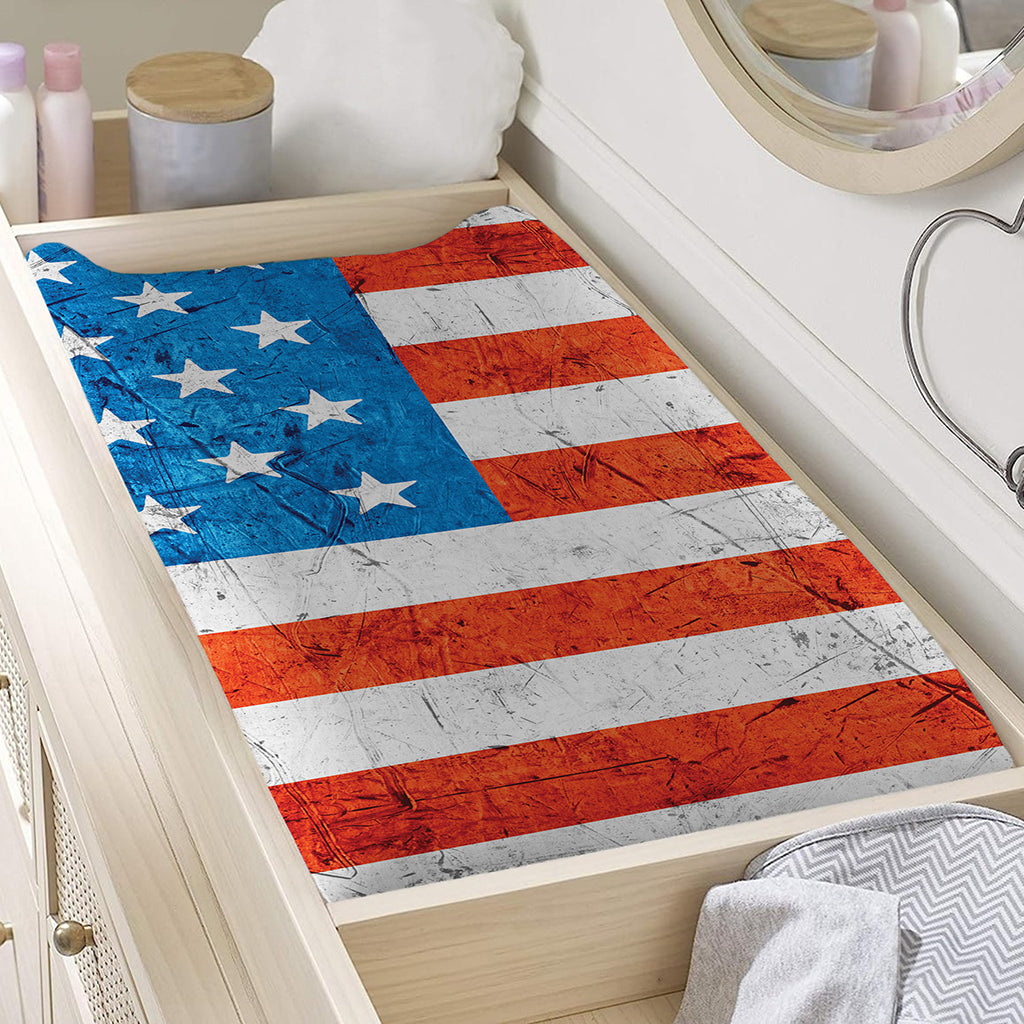 Rough USA Flag Print Changing Pad Cover
