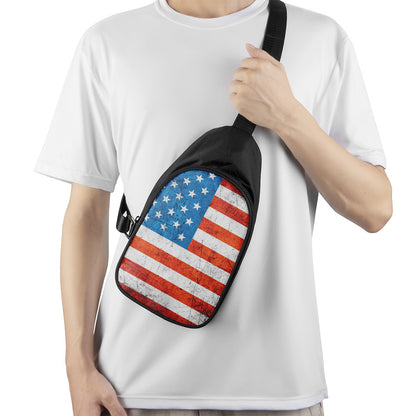 Rough USA Flag Print Chest Bag