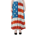Rough USA Flag Print Chiffon Maxi Skirt