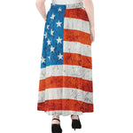 Rough USA Flag Print Chiffon Maxi Skirt