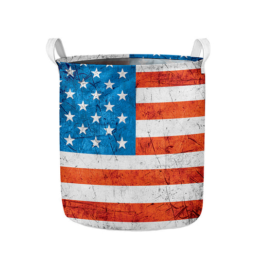 Rough USA Flag Print Collapsible Laundry Basket