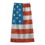 Rough USA Flag Print Cotton Front Slit Maxi Skirt