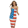 Rough USA Flag Print Cross Back Cami Dress