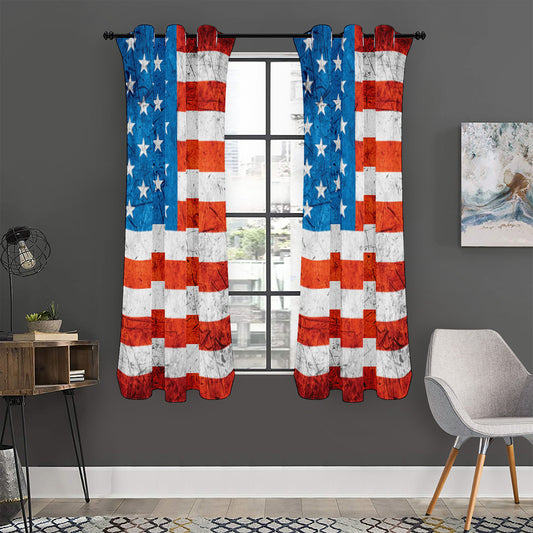Rough USA Flag Print Curtain