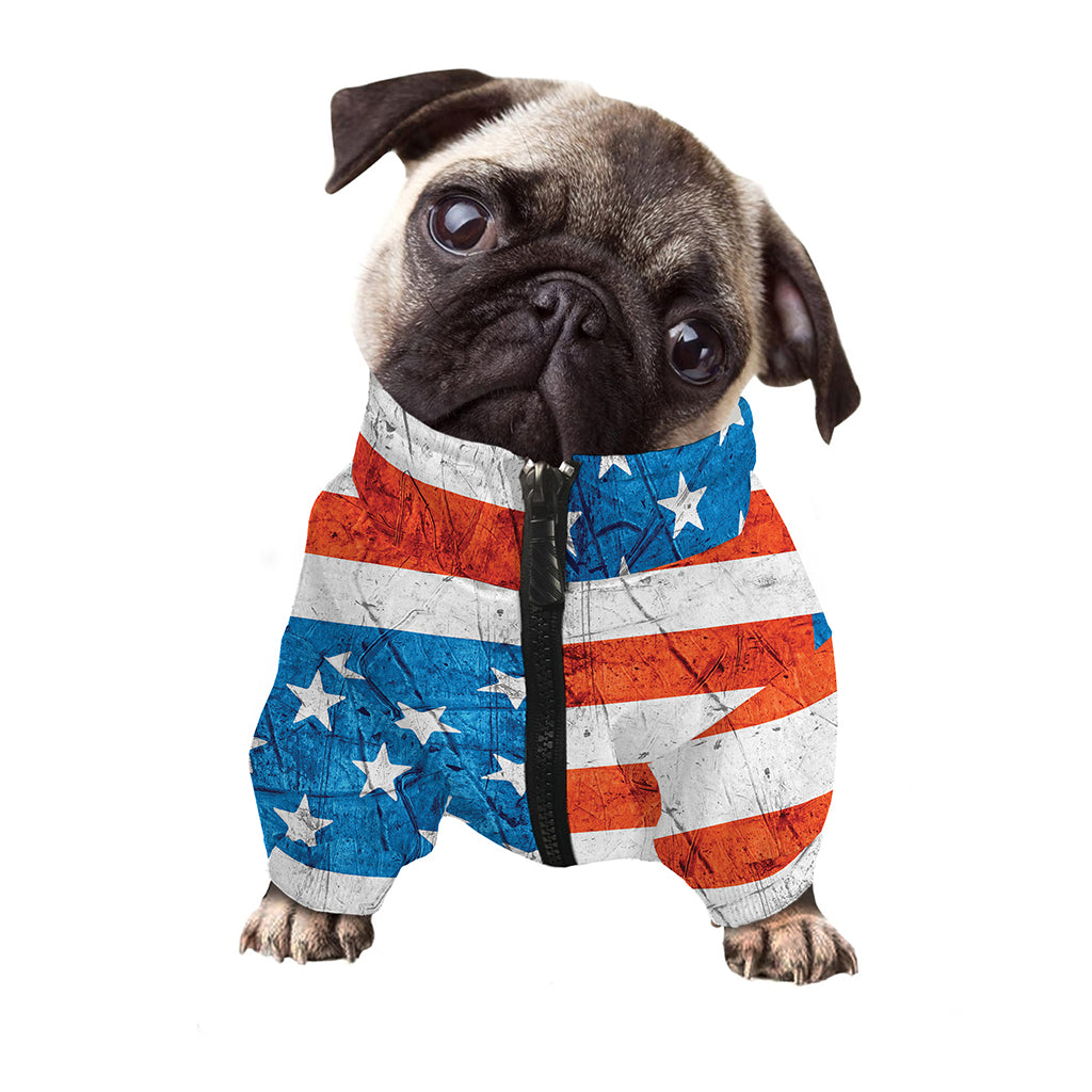 Rough USA Flag Print Dog Zip Up Jacket