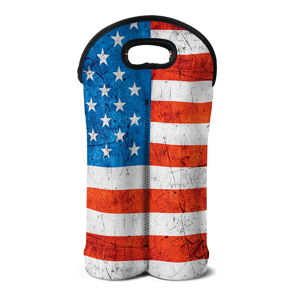 Rough USA Flag Print Double Neoprene Wine Tote