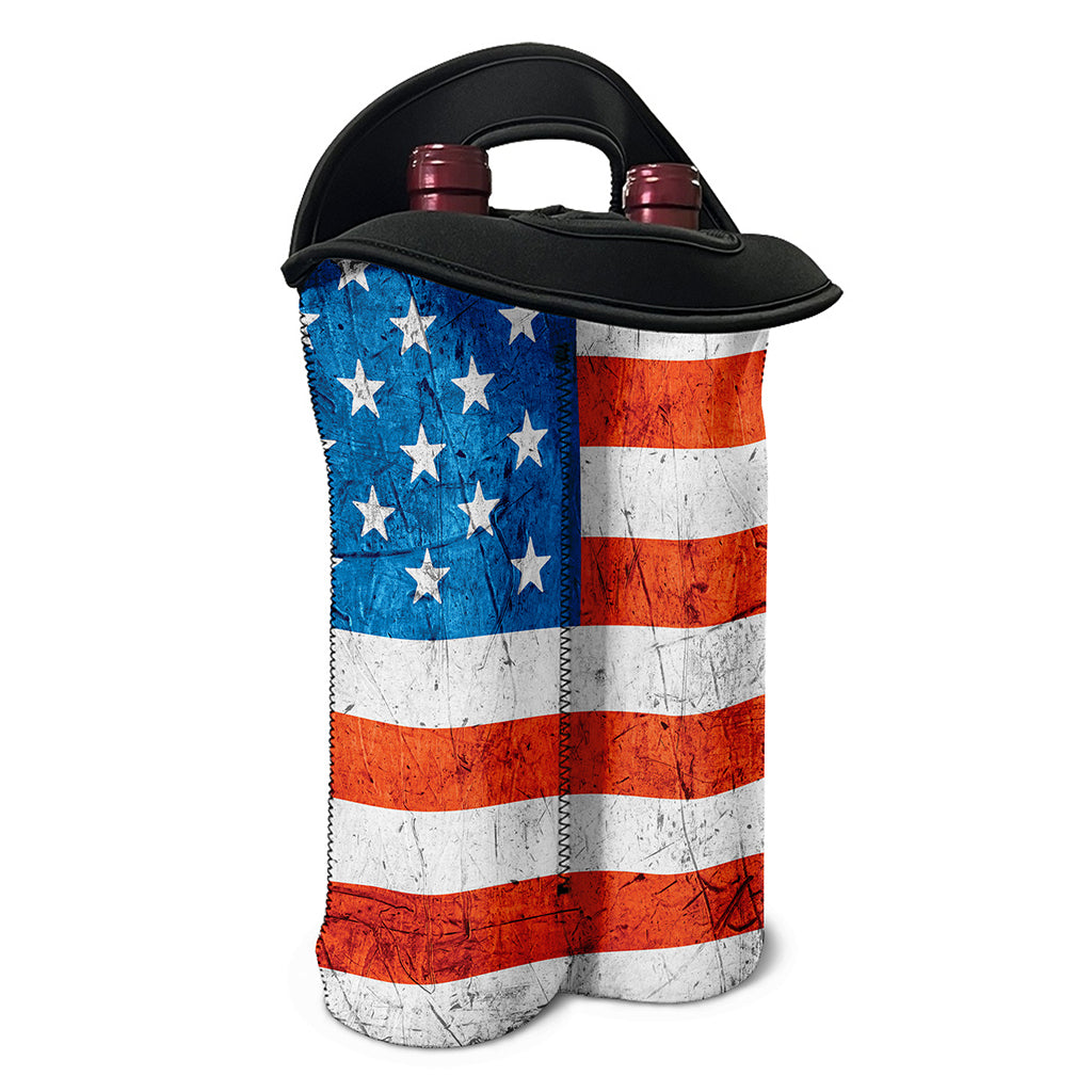 Rough USA Flag Print Double Neoprene Wine Tote