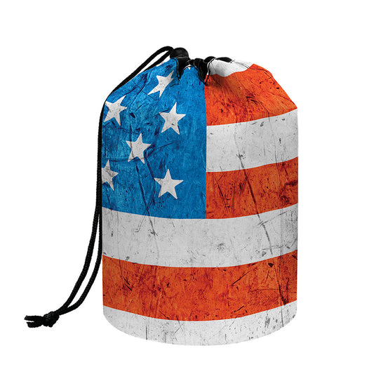 Rough USA Flag Print Drawstring Makeup Bag