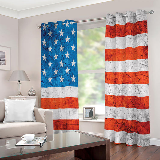 Rough USA Flag Print Extra Wide Grommet Curtains