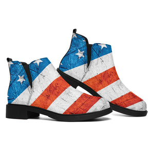 Rough USA Flag Print Flat Ankle Boots