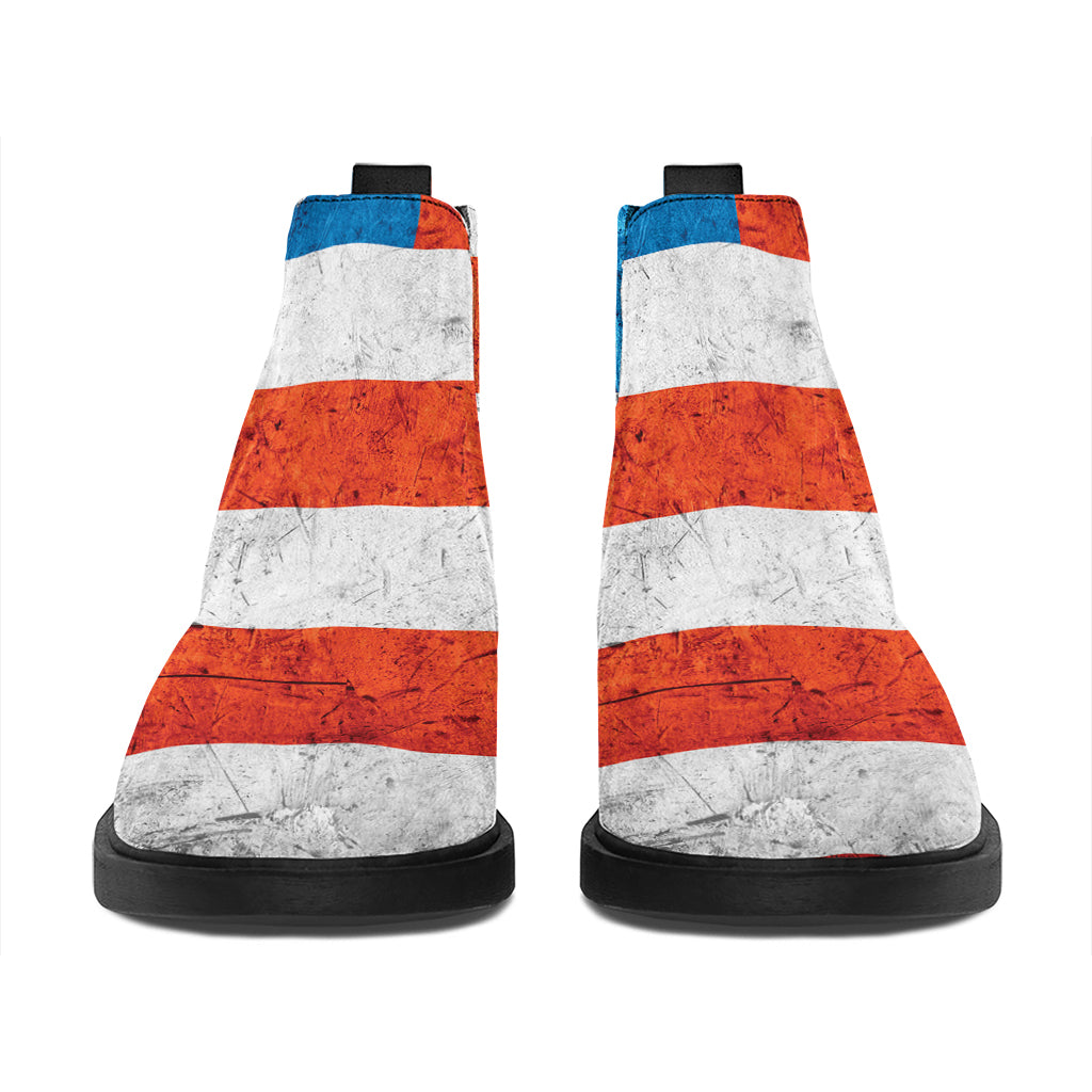 Rough USA Flag Print Flat Ankle Boots