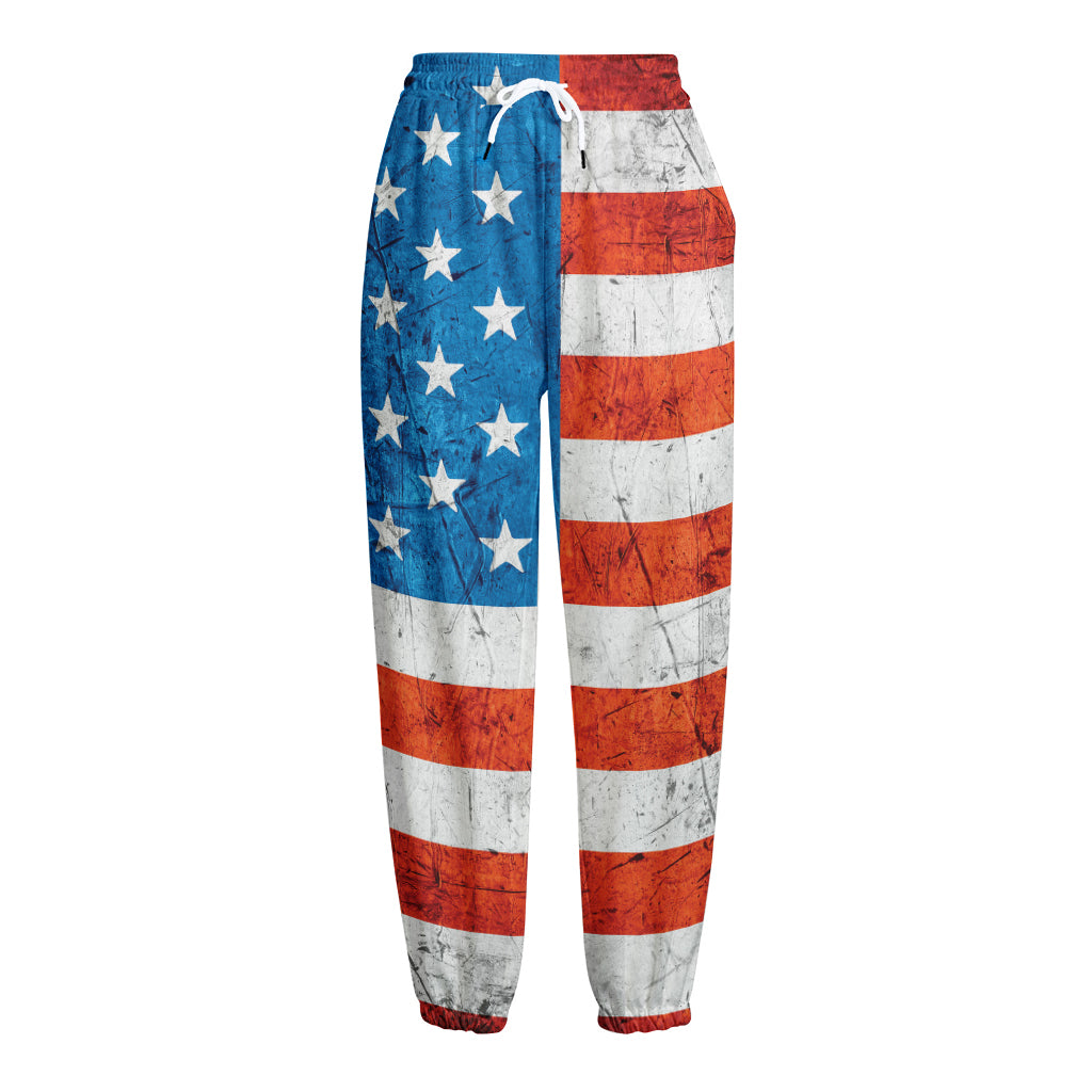 Rough USA Flag Print Fleece Lined Knit Pants