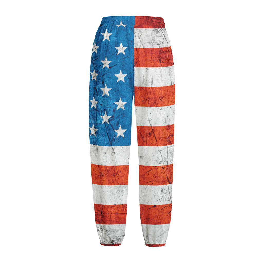 Rough USA Flag Print Fleece Lined Knit Pants