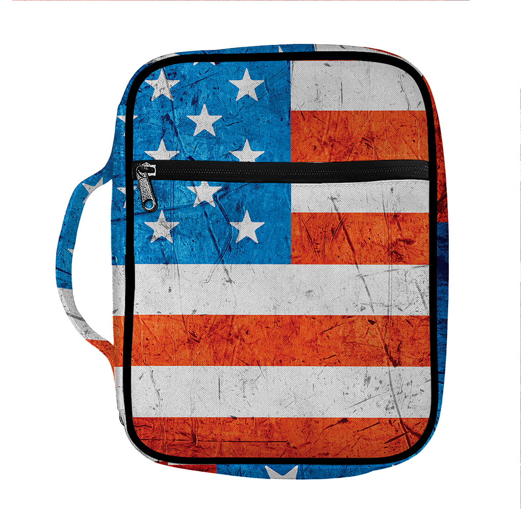 Rough USA Flag Print Front Pocket Bible Bag