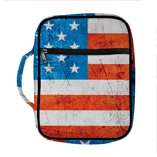 Rough USA Flag Print Front Pocket Bible Bag
