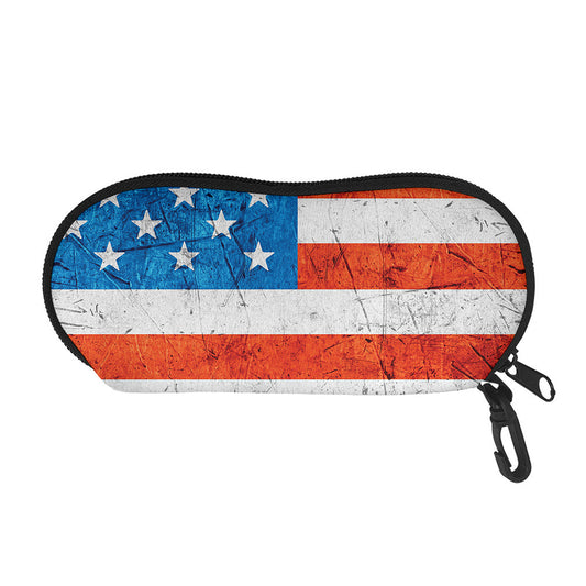 Rough USA Flag Print Glasses Case