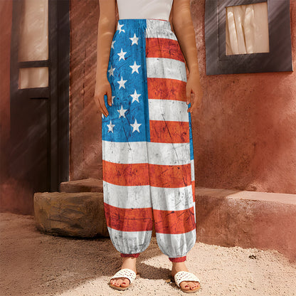 Rough USA Flag Print Harem Pants