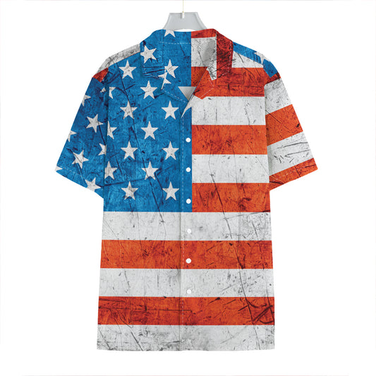 Rough USA Flag Print Hawaiian Shirt