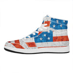 Rough USA Flag Print High Top Leather Sneakers