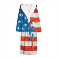 Rough USA Flag Print Hooded Bathrobe
