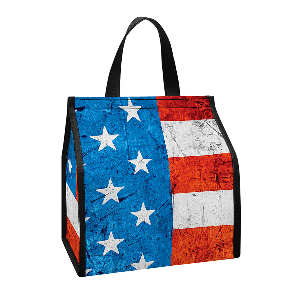 Rough USA Flag Print Insulated Lunch Tote