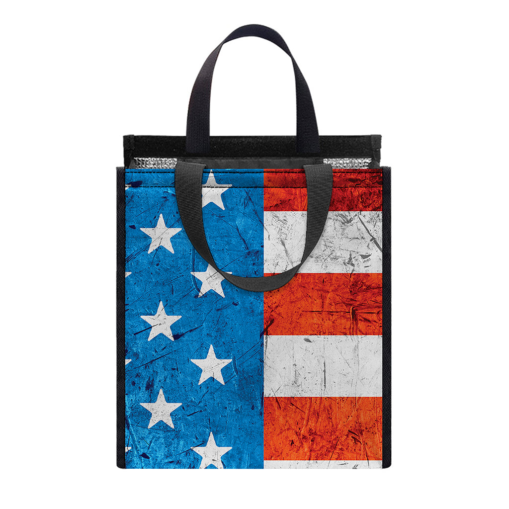 Rough USA Flag Print Insulated Lunch Tote