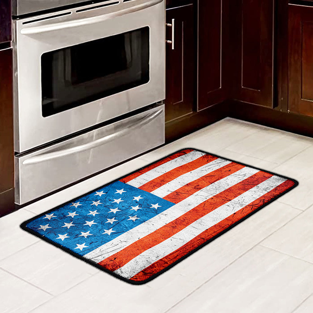 Rough USA Flag Print Kitchen Mat
