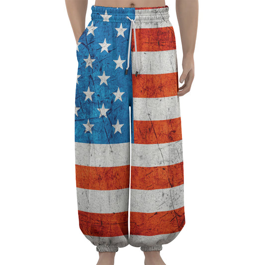 Rough USA Flag Print Lantern Pants
