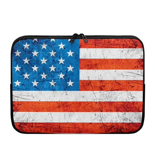 Rough USA Flag Print Laptop Sleeve
