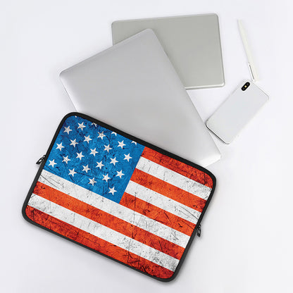 Rough USA Flag Print Laptop Sleeve