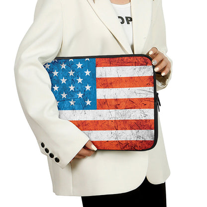 Rough USA Flag Print Laptop Sleeve